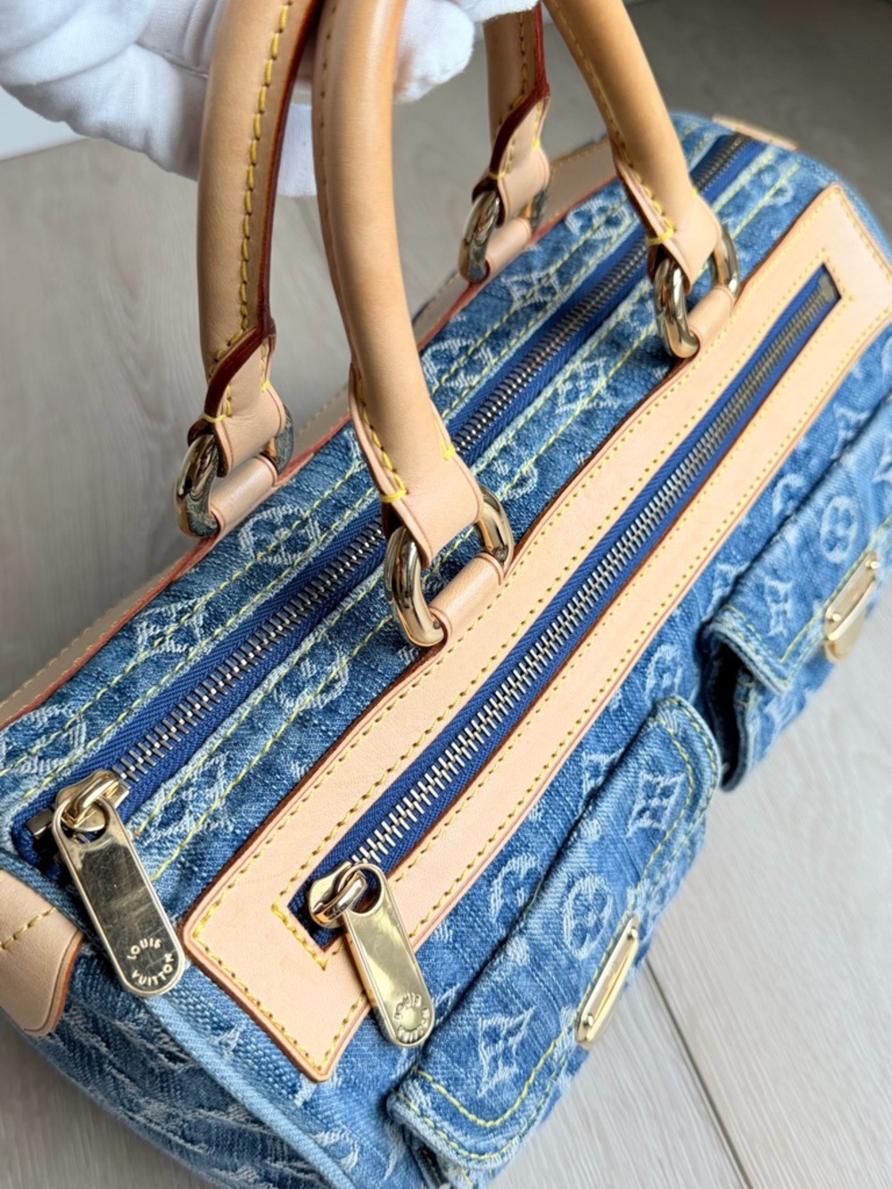Louis Vuitton Neo Speedy Denim Blue Monogram Rare Vintage LV Bag - Picture 5 of 16